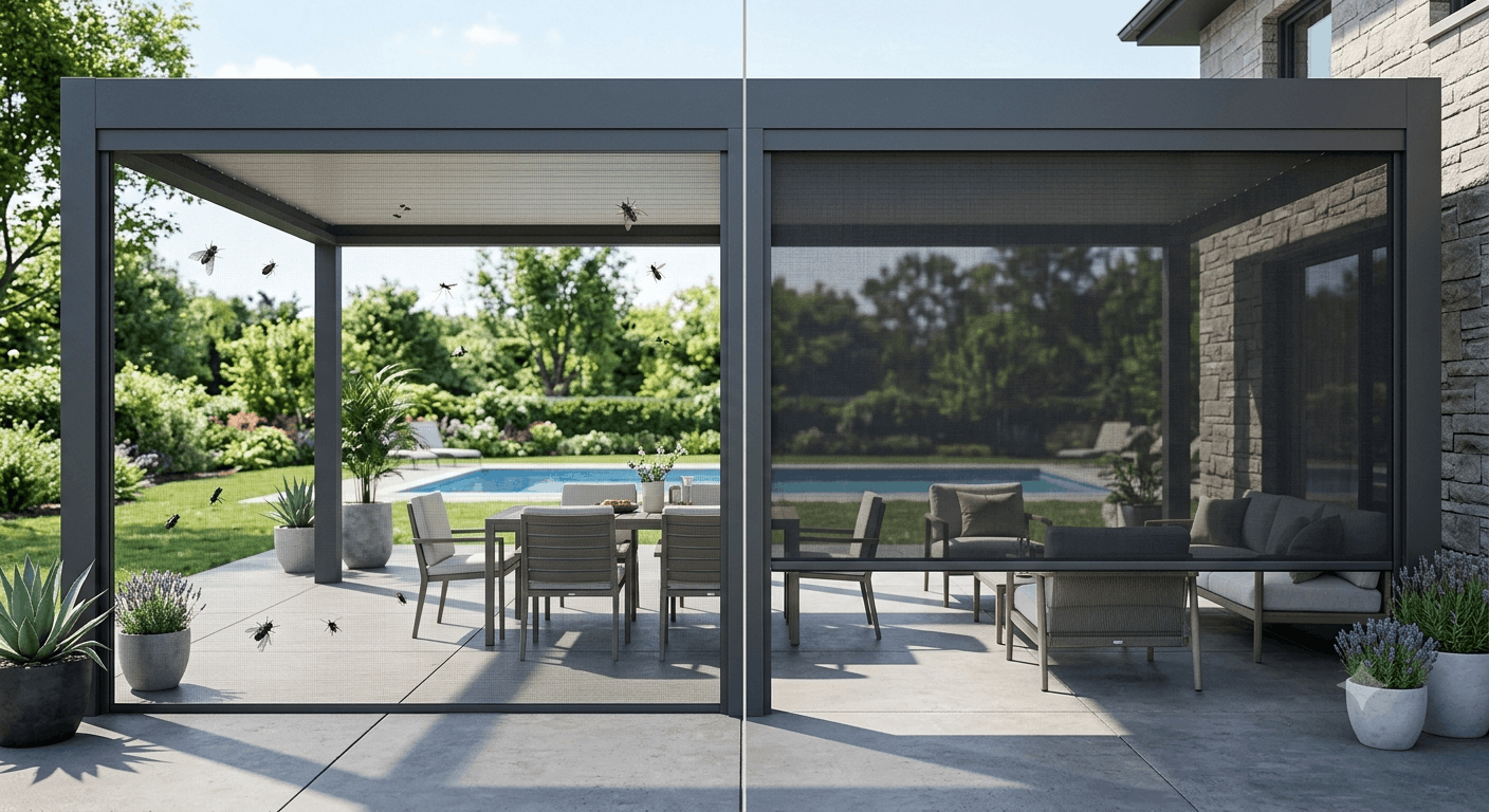 Fly Screen Vs Solar Shades Which one is Best For Outdoor Living Spaces
